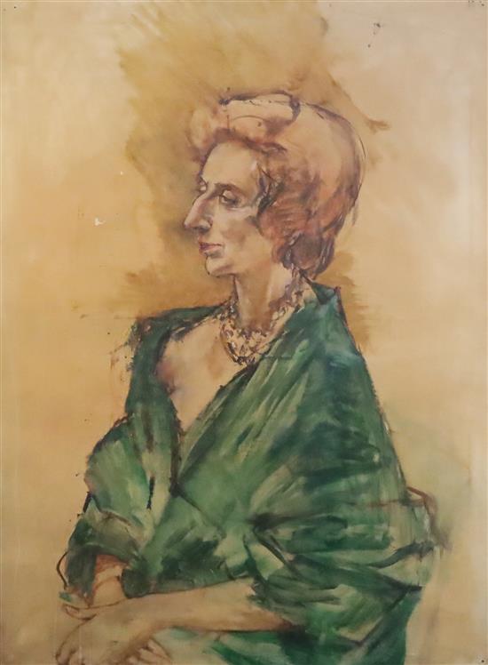 Derek Hill (1916-2000) Portrait of Violet Wyndham 39 x 30in.